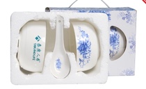 Taikang Life Insurance Green Flower Bowl with suit Qinghua Porcelain Bowl 2 2 Bowls 2 Spoons 4 Bowls 4 Spoons 6 Bowls 6 Spoons