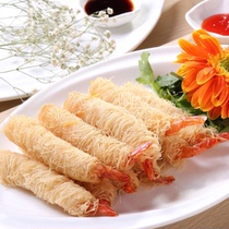 Inextricably linked shrimp Seafood marines Golden silk shrimp noodle line shrimp Asian fishing port bread silk shrimp 10 golden shrimp