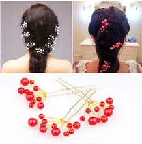 Bride Headwear Red Hair Accessories Korean Dress Crown Headwear Three Piece Chinese Wedding Accessories hairclip