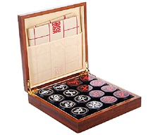 High-grade acrylic Chinese chess large wooden box set gift box chess with leather board classic Black