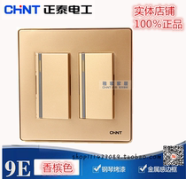 Positive Thai Switch Socket NEW9E Wall Switch Artist Series Champagne Gold 120 * 120 Two open double control switch