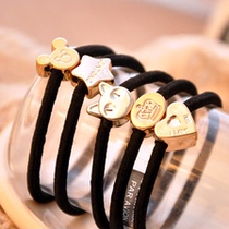 Simple Love Korean retro metal kitten knotted hair cord Hairband rubber band tied hair headdress Black