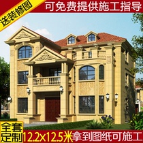 European-style two-story half-Villa drawing rural self-built house design architectural structure three-story belt Attic House
