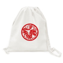 Chenlong Year zodiac red paper-cut rucksack Shopping travel shoulder pull belt drawstring school bag