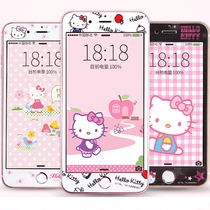  Hello kitty iphone7plus full screen tempered film 3D nano soft edge iPhone8 cartoon film