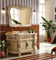 European antique bathroom cabinet solid wood beige made old floor bathroom oak double basin 1 4 m wash table