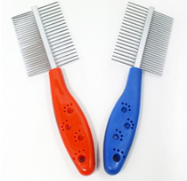 Small paw print comb nail rake comb pet supplies single double-sided dog comb along the hair steel needle knotted cross-border hot sale