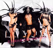 New Bar DJ Performance Ds Party Black Feather Sexy Performance Costumes