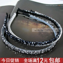 Korean version of fashion temperament Super exquisite handmade nailed crystal beaded lady hair hoop bow hair card