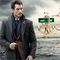 Star ● Navy style golden pirate ship anchor collar pin dress brooch male and female host suit badge formal badge