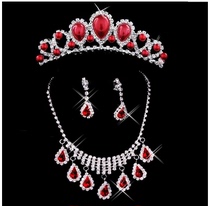 Bride Crown Headwear Necklace Earrings Earrings Three Sets Adornment Han Style New Wedding wedding dress Accessories Pearl Hair Accessories