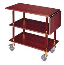  Solid wood three-layer service car Hotel supplies trolley Restaurant drink car Dining car Wheeled dessert snack car