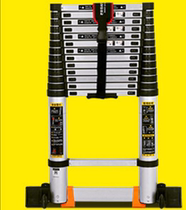 Straight ladder with hook type telescopic ladder reinforced aluminum alloy single-sided attic project household straight ladder lifting and pulling ladder