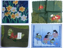 Japanese traditional hand-printed cotton handkerchief wearing kimono Childrens Camellia butterfly pattern