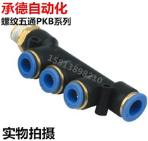 Pneumatic pipe joint Gas joint side thread five-way PKB06 08-01 02 Trachea joint Quick plug quick joint