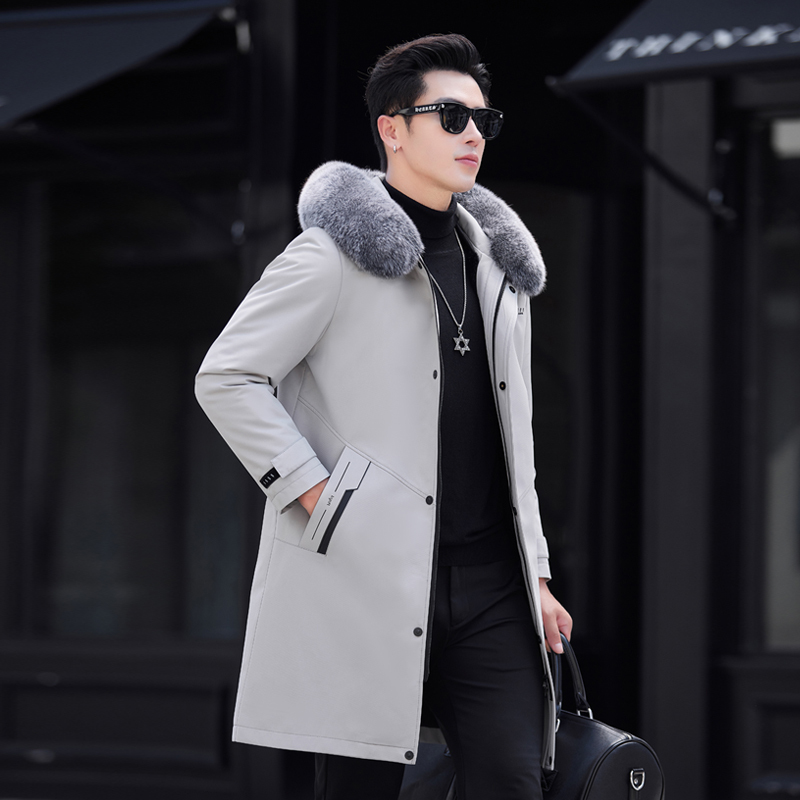 Winter Over-The-Knee Long Parka for Men with Detachable Genuine Mink Fur Lining, Trendy Fur Coat Winter Over-The-Knee Long Parka for Men with Detachable Genuine Mink Fur Lining, Trendy Fur Coat
