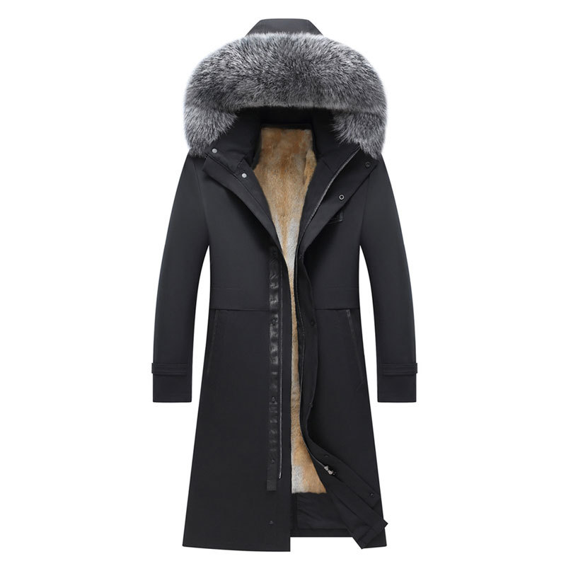 New Winter Parka Over-The-Knee Long Coat with Full Mink Fur Lining, Thickened Genuine Leather and Fur Integrated Outerwear New Winter Parka Over-The-Knee Long Coat with Full Mink Fur Lining, Thickened Genuine Leather and Fur Integrated Outerwear