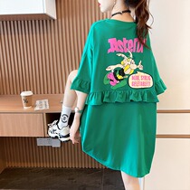 Summer dress big code 200 catty and sister short sleeve t-shirt woman upper clothes loose and pregnant womens fashion medium long and spicy mother down