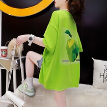 Summer dress big code 200 catty sister short sleeve t-shirt female blouse with loose gestation and clothing fashion with a slim fit and a slim fit