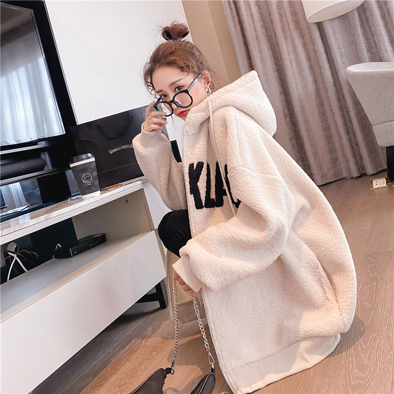 Winter dress Large size 200 catty Sister Long sleeves plus suede plus thick cotton T female blouses jacket cardiovert maternity dress trendy