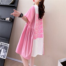 Summer clothing big code 200 catty younger sister short sleeve t-shirt female blouse with loose gestation for a fashion cover and a dress for a dress