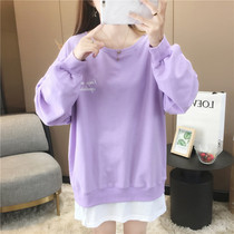 Cotton spring wear pregnant womens new large size long sleeve sweater womens coat loose thin late hipster foreign atmosphere