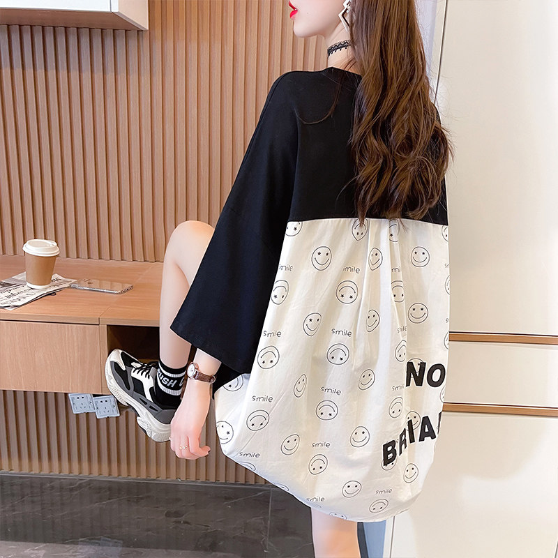 Summer dress new large size 230 catty short sleeve T-shirt woman blouse loose pregnancy woman with high sense of high level when she is still thin out