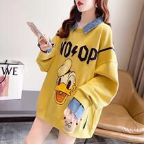 2022 Spring loaded with big code 200 catty sister long sleeve sweatshirt woman loose gestation woman with a small spicy mother net red