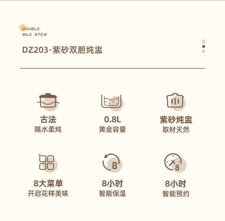 白瓷内胆,熬汤不费劲:0.8L 凡萨帝 全自动隔水电炖盅DZ203 99元包邮 值值值-买手聚集的地方