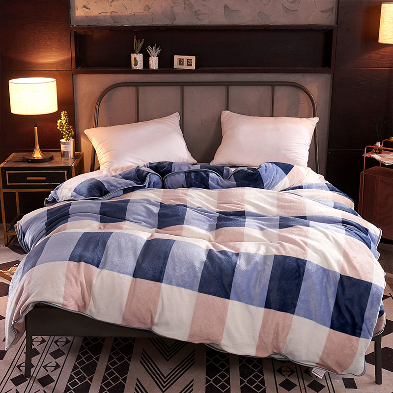 Flannel Quilt Cover Winter Coral Fleece Quilt Cover Single Piece Plus Suede Winter Thickened Suede Double Face Suede Hair 1 5 m