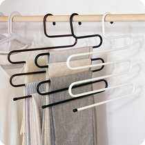 Yousiju wrought iron S-shaped trouser rack household wardrobe hanger Magic non-slip multi-layer trouser clip storage rack hanger