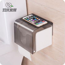 Toilet paper shelf Suction paper box Creative non-perforated toilet tissue box Toilet paper box Waterproof toilet roll paper holder