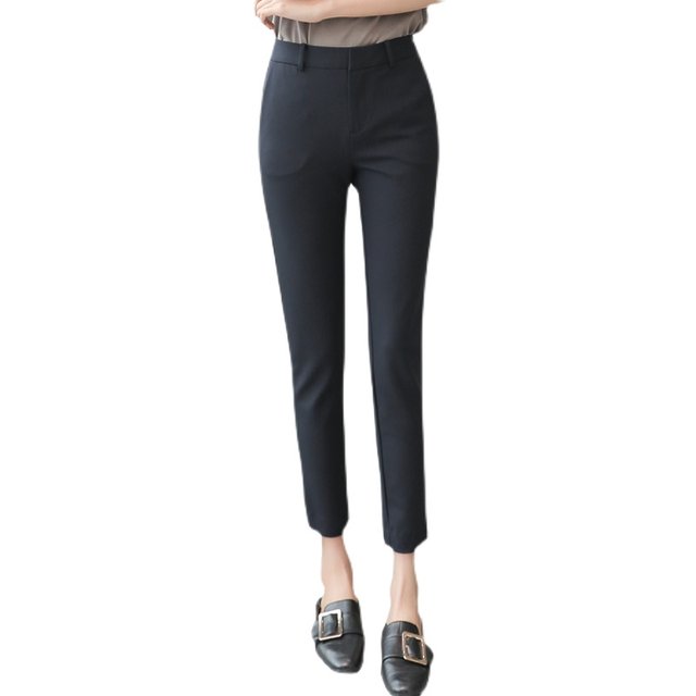 2024 Spring and Autumn Black Suit Pants for Small Women Nine-Point Straight Cigarette Pants High-waisted Eight-Point Professional Small-leg Suit Pants