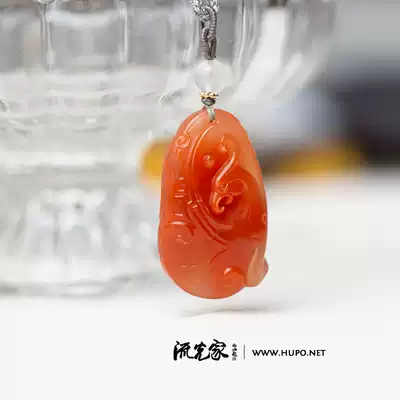 Streamer home natural original mine Baoshan Nanhong pendant Su Gong famous carving no glue without optimization