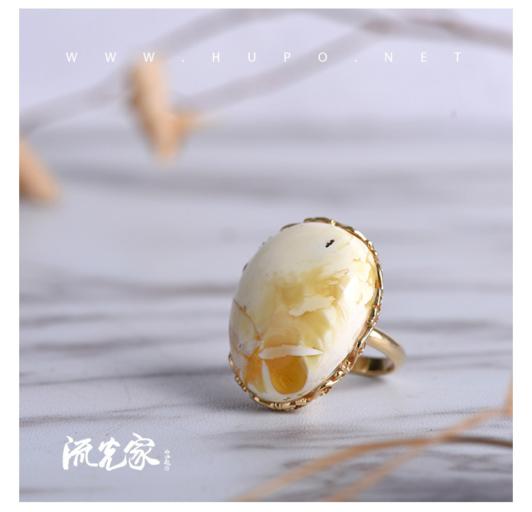 Liuguangjia 14k gold white beeswax ring finger circumference 18 polished by natural white beeswax
