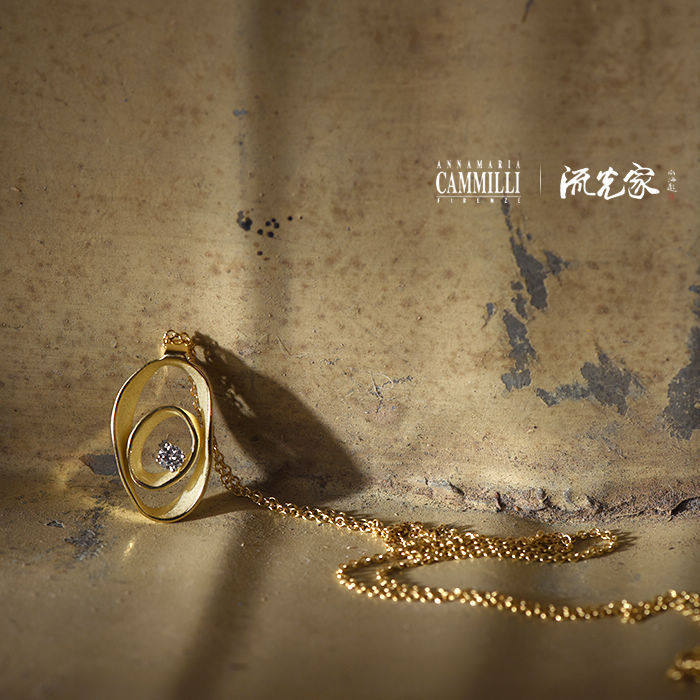 Flow home CAMMILLI Italian jewelry dunes series lemon gold 18K gold necklace pendant