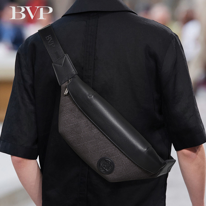 Bvp Genuine Leather Chest Bag 2025 New Fashion Large-Capacity High-End Commuter Bag Trendy Luxury Brand Men's Crossbody Bag Bvp Genuine Leather Chest Bag 2025 New Fashion Large-Capacity High-End Commuter Bag Trendy Luxury Brand Men's Crossbody Bag