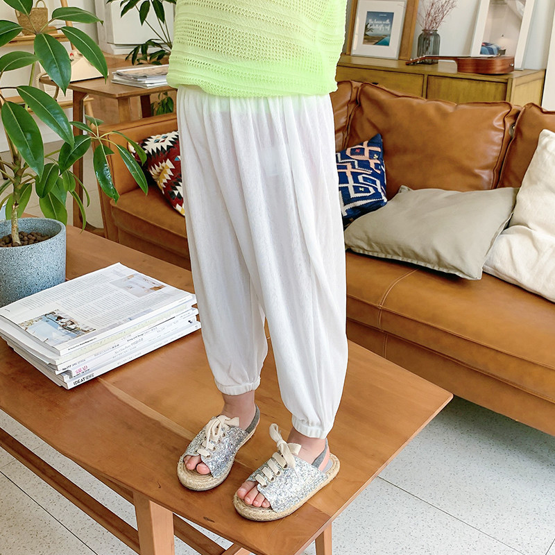 Yang Mejia Children's Clothing 2022 Summer Dress New Girl Thin Light Cage Pants Baby Loose Bunch Foot Anti-mosquito Pants