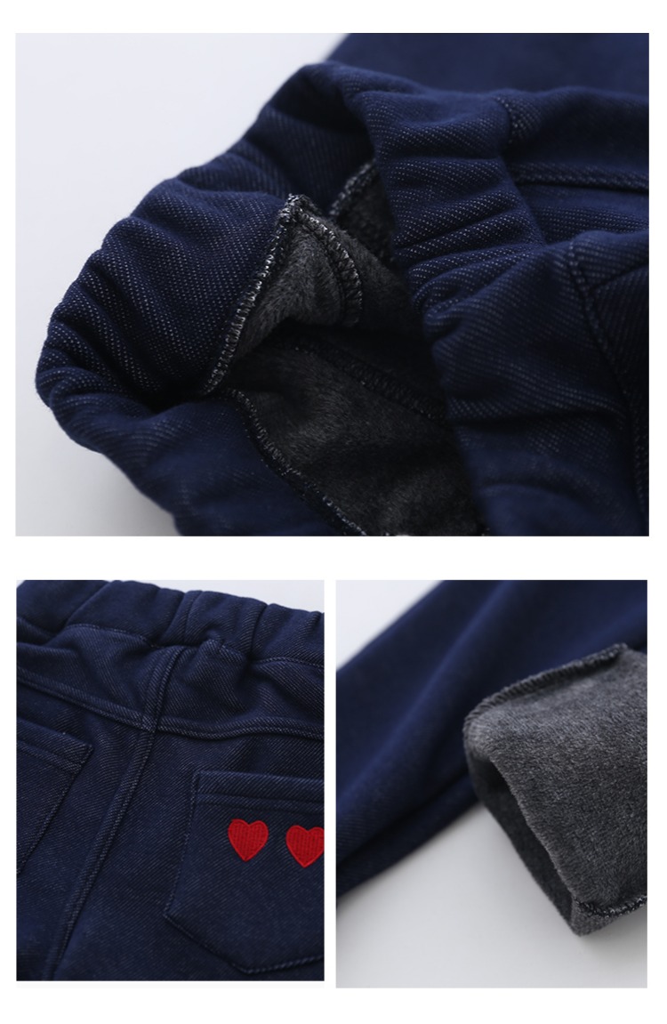 Quần bé gái Yangmei 2018 thu đông mới Quần denim giả nữ kho báu cộng với quần legging nhung dày cho bé quần jean trẻ em cao cấp
