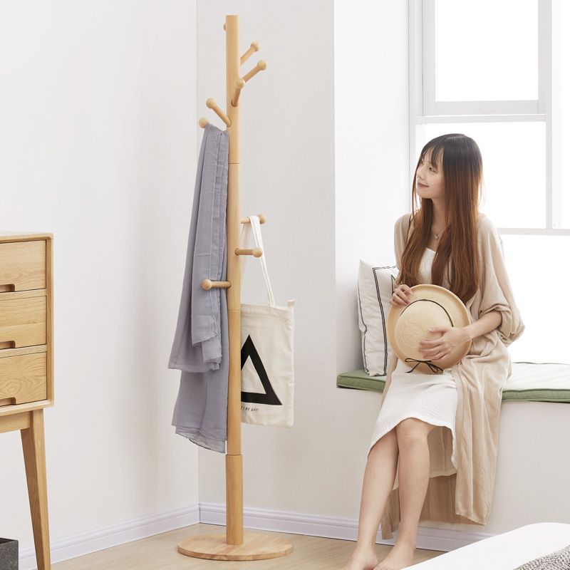 Floor clotheshorse hanger bedroom hanging hanger clothes rack clothes rack solid wood Easy net red minimalist office floor style