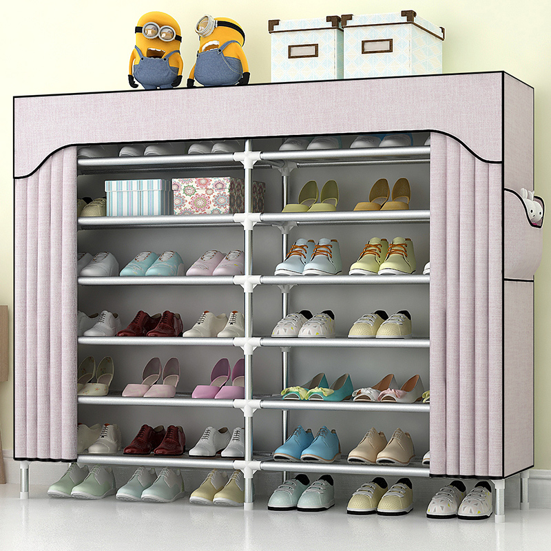 Shoe cabinet multilayer dust-proof shoe rack Easy doorway economical type Dormitory containing rental Stainless Steel Shelve for Home Children