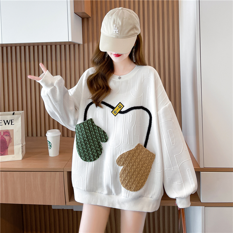 Ins Simple Casual Sweatshirt for Pregnant Women, Loose Design That Covers the Belly, Trendy Brand Spring and Autumn Outfit with Visible Stitching Top for Women Ins Simple Casual Sweatshirt for Pregnant Women, Loose Design That Covers the Belly, Trendy Brand Spring and Autumn Outfit with Visible Stitching Top for Women
