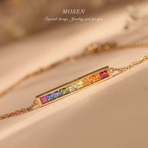 Stomen Mosen jewelry balance beam rainbow bracelet 18K gold inlay color Sapphire Women light Luxury customization