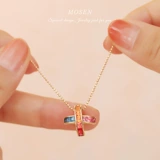 末森 Ювелирное украшение, радужное ожерелье, инкрустация камня, сапфировая подвеска, золото 750 пробы, легкий роскошный стиль, делается под заказ