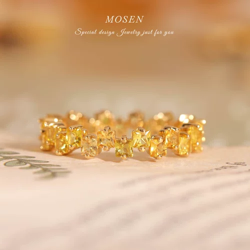 末森 Ювелирное украшение, радужное кольцо, желтая сапфировая инкрустация камня, золото 750 пробы, легкий роскошный стиль, делается под заказ