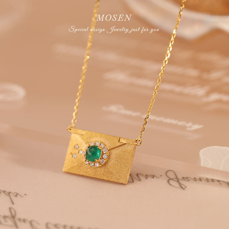 Lansen Mosen jewelry envelope pendant 18K gold inlaid grandmother jewelry necklace female kocklace jewelry customized