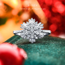 Mosen Mosen jewelry snowflake diamond ring 18K gold inlaid diamond ring female ring light luxury niche jewelry customization