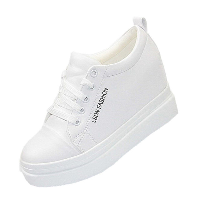 Thick-soled inner height increase of 10cm women's shoes white sneakers Korean version versatile wedge heel small white shoes student casual shoes spring