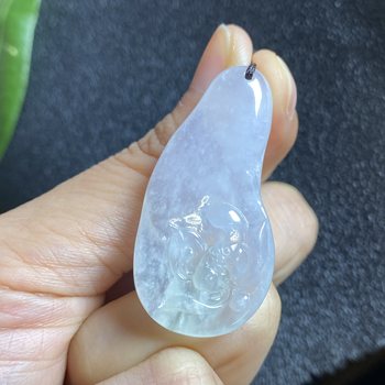 Burmese jade natural jade a goods ice type snowflake cotton lotus pendant 0019