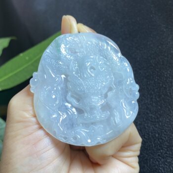 Myanmar ice floating flower large dragon brand zodiac dragon jadeite a grade jade pendant 0207